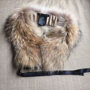 Theory real fur raccoon tie-on stole/scarf/collar